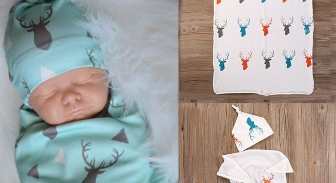 New Hot Newborn Baby Deer Print Blanket Stretch Cotton Deer Wrap Animal Bath Towels Toddler Kids Sleeping Blankets Babies Care