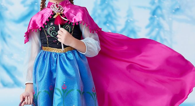 Anna Coronation Dress For Girls Children Princess Cosplay Costumes With Accessories Halloween Party Clothing