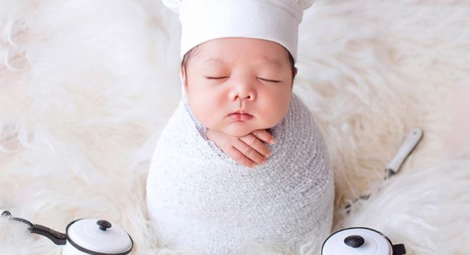 Baby Photography Props Little Chef Hat White Stretch Wrap Little Cook Creative Props Newborn Photography Accessories