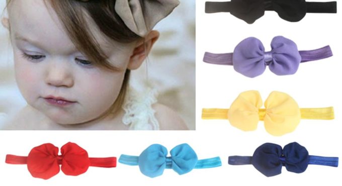 Kids Lovely Grosgrain Ribbon Bowknot Headband Bow Tie Small Mini Thin Elastic Head Band Girls Hairbands Baby Hair Accessories