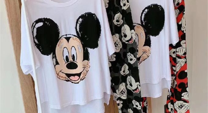 Disney Mickey avatar home service female summer short sleeve trousers pajamas female cartoon Mickey print pajamas