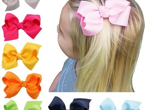 Lovely Bow Bowknot Girl Kids Hair Duckbill Clip Solid Color Hair Accessory Gift