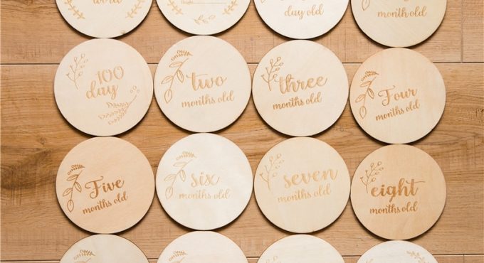 4/16 Pcs Baby Month Milestone Cards Wooden Baby Birth Month Recordding Number Commemorative Baby Milestone Wood Clip DIY Tool