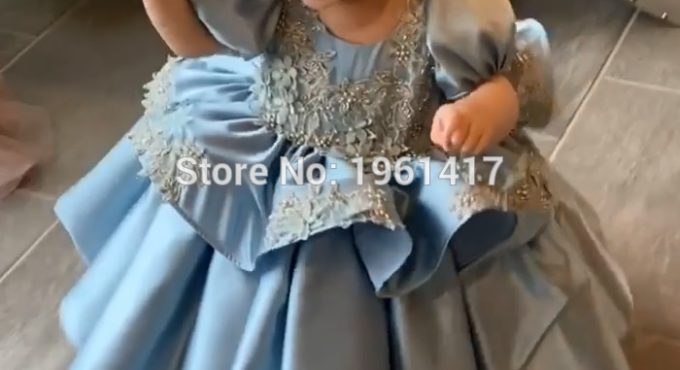 2020 Lace Baby Infant Girl Birthday Dresses Kids Clothes with Cap Sleeve Flower Girl dress Wedding Party Gown