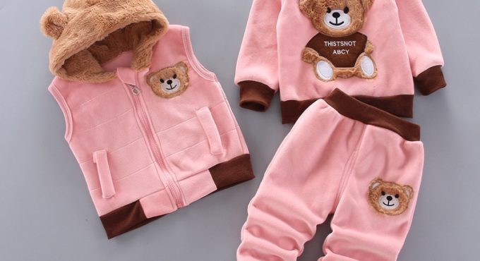 Winter Warm Children Clothing Sets Cartoon Bear Baby Boy Clothes For Newborn Toddler Clothes For Girls Sport Tracksuit Set Girl