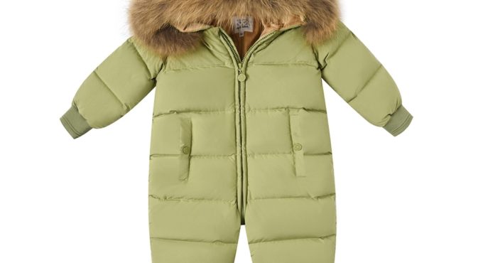 Children's jumpsuit down jacket boys girls Winter suit baby's jumpsuit climbing out cuddle thick real Natural fur - 30 degrees