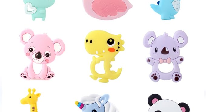 Keep&Grow 1Pcs Animal Silicone Teethers BPA Free Chewable Baby Toys Koala Panda Mordedor Bebe DIY Teething Necklace Accessories