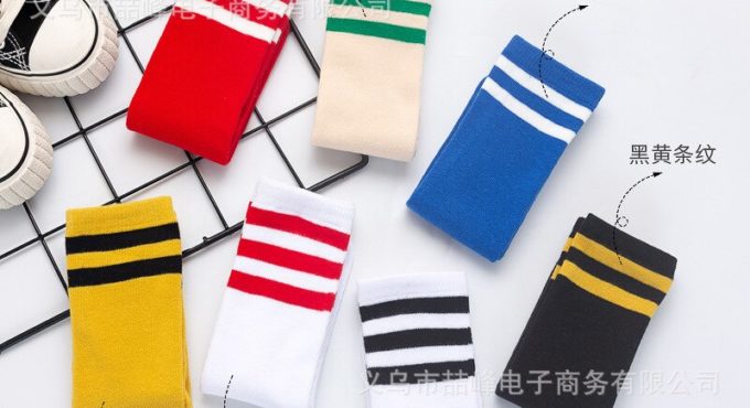 1-6y Kids knee high socks for baby girls boys football striped socks comb cotton