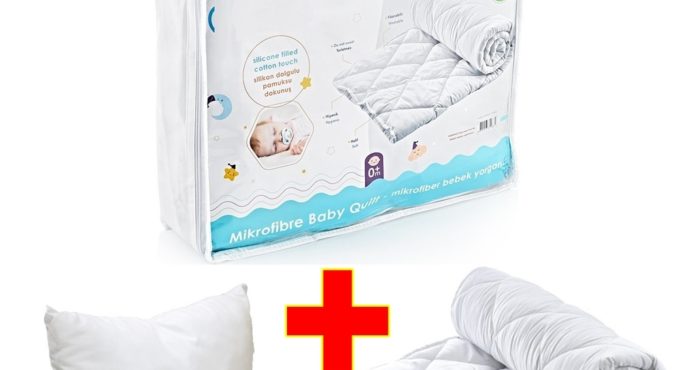 Baby Pillow and Baby Quilt Duvet insert Comforter Bedding Set Made in Turkey