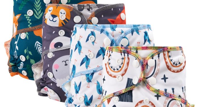 Elinfant Rainbow Print Bamboo Velour Cloth Diaper Heavy Wetter Hybrid AIO/AI2 Waterproof Bamboo Cotton insert Cloth Diaper