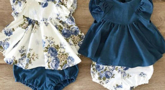 Newborn Infant Baby Girl Summer Floral Tops Dress+Short Pants Outfits Clothes US