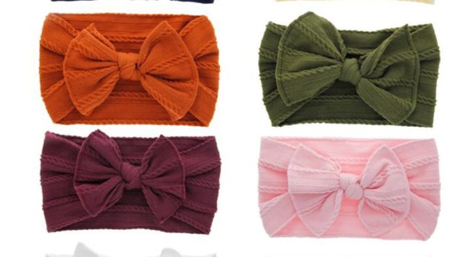 CMSOLO Baby Headband Nylon Elastic Hemp Bow Pattern Bowknot Retro Cute Boy Girls Headband White Black Green Pink Baby's Headwear