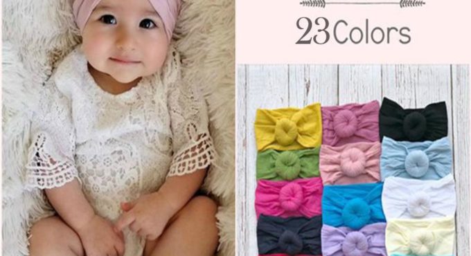 23 Colors Cotton Elastic Newborn Turban Baby Girls Solid Color Headband Bowknot Hair Band Children Infant Headband Bebe Headwrap