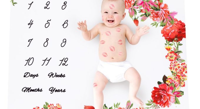 Newborn Baby Monthly Growth Milestone Blanket Photography Props Background Cloth Commemorate Rug