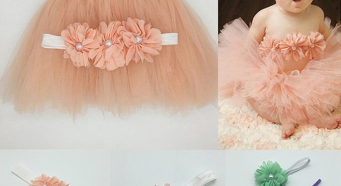 Hot Sale Baby Girl Tutu Skirt With Flower Headband Set Newborn Photography Props Costume Suit Baby Birthday Gift