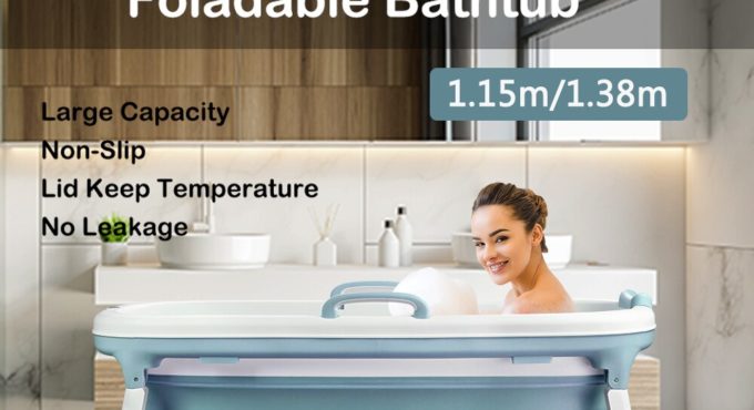 1.38M/47in Large Bathtub Adult Children's Folding Tub Adult Bath Tub Barrel Sweat Steaming Bathtub Thicken Bathtub Home Massage