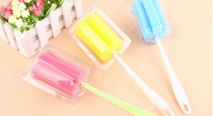 Home Kitchen Tool Cup Bottle Glass Pot Washing Cleaning Sponge Brush Cleaner Bottles Feeding Brushes Limpia Biberones Random