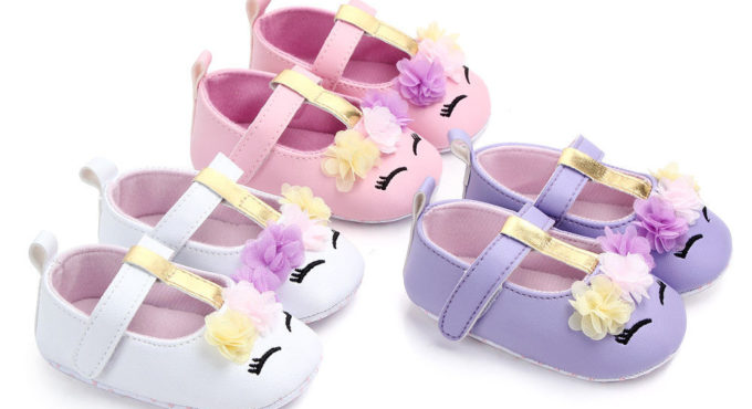 Spring Autumn New Toddler Baby Girl Flower Unicorn Shoes PU Leather Soft Sole Crib Shoes First Walkers 0-18M