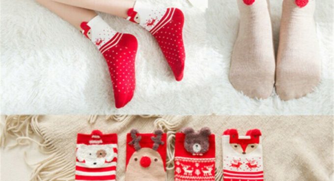 1 Pair Baby Girls Boys Kids Xmas Socks Winter Autumn Striped Terry Snowflake Elk Santa Claus Christmas Bear Children Socks