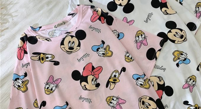 DIsney Fashion Women Graphic Minnie T-Shirts Cute Mickey Shirt Hipster Female T Shirt Holiday Tops Vogue Women Tshirt Mujer Mous