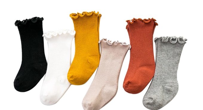 Toddler Baby Cotton Socks Warm Seamless Solid Color Knit Ruffle Crew Socks for Boys Girls