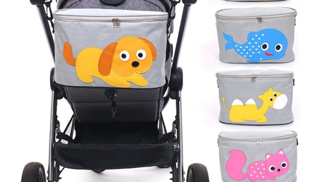 Baby Stroller Bag Waterproof Diaper Bag Organizer Mommy Nappy Stroller Accessorie Baby Bottle Holder Large Capacity Cartoon Bag