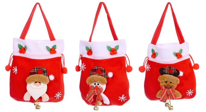 Portable Handheld Cartoon Christmas Decorations Apple Candy Bags baby Kids Xmas New Year Handbag Red Gift Bag