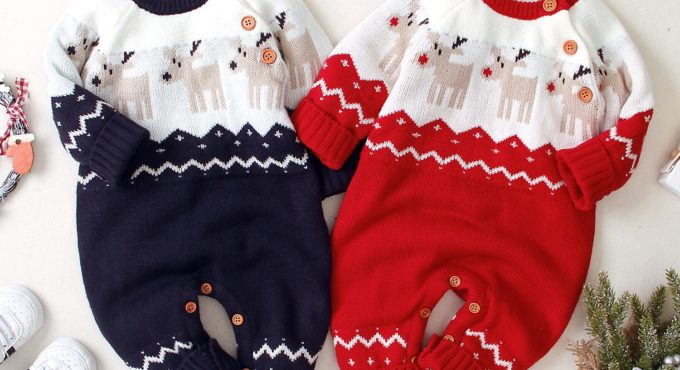 Infant Baby Boys Christmas Romper Reindeer Long Sleeve Elk Printed Pattern Jumpsuit for Boys Girls Clothes New Year's Costume