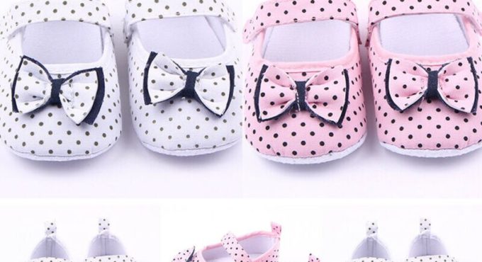 New Summer Baby Girl Soft Sole Dot Polka Print Shoes Girls Bow Princess First Walkers Newborn Shoe