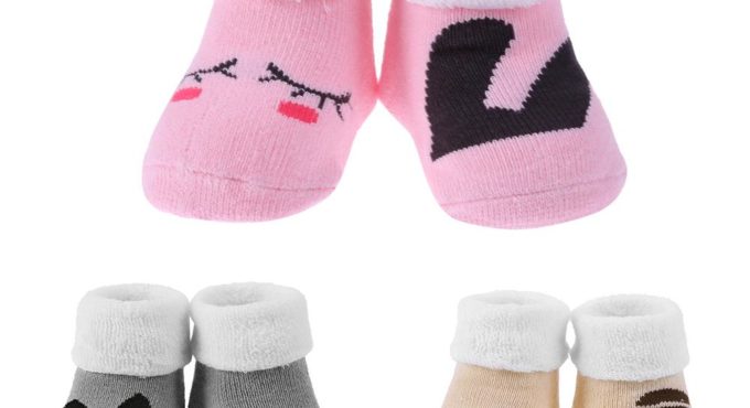 JOCESTYLE 1 Pair Newborn Baby Cotton Winter Girls Boys Loop Pile Cartoon Kids Socks Soft Warm Anti-skid Home Floor Shoes