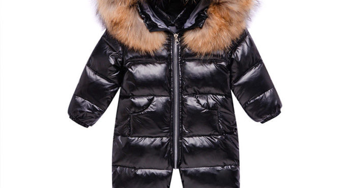 -30 Russia Winter White Duck Overalls Snowsuits Baby Kids Boys Girls Thick Down Coat Clothes Toddler Infant Warm Parka Jacket 3Y