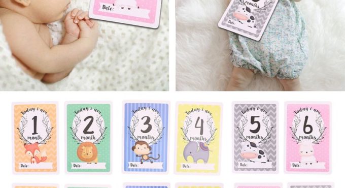 2 Sheet Milestone Photo Sharing Cards Gift Set Baby Age Cards - Baby Milestone Cards, Baby Photo Cards - Newborn Photo