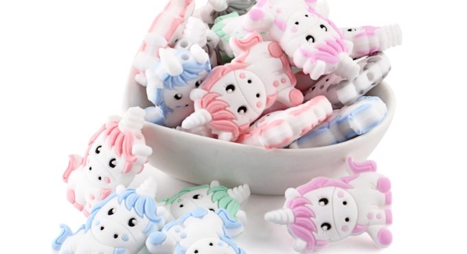 Unicorn Silicone Baby Beads 5/20/50/100pcs Cartoon Animal DIY Pacifier Dummy Sensory Jewelry Gift Toy Accessories Teething Pearl