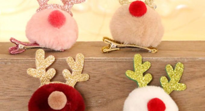 Christmas Decoration Antler Hairpin Plush Hair Clip Adorable Cartoon Head Buckle Girls Christmas Gift Headdress