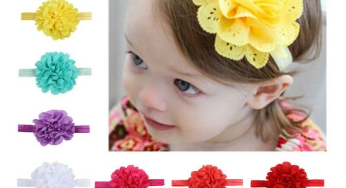 New Baby Elastic Turban Solid Flower Headband Girls Hair Band Bow Accessories Headwear Children's Headband Photography Props