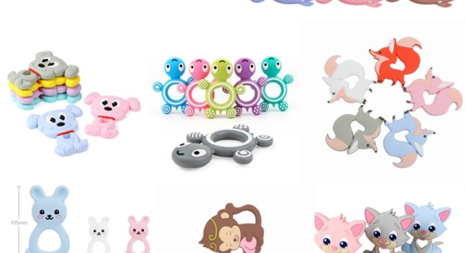 TYRY.HU 1PC Silicone Teether Cartoon Animals Food Grade Silicone Baby Chewable Teething Silicone Toys Gift BPA-Free Accessories