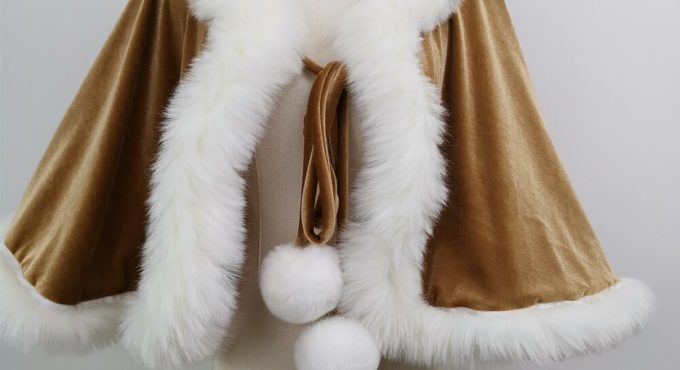 Velvet Lady Wraps Opera Cape Short Tippet Women Stoles with White Fur for Maternity Photography Accessories Baby Shower Gift