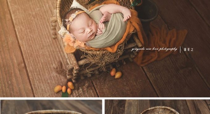 Newborn Baby Photography Props Handmade Rattan Basket Vintage Newborn Prop for Photo Shoot Boy Fotografia Accessories Background