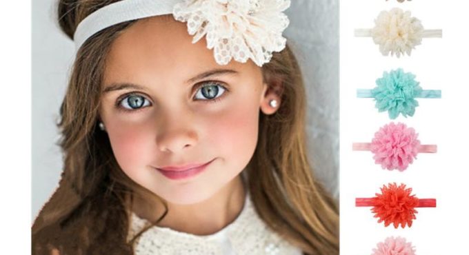 Hair Accessories 1 Pcs Baby Girls Mesh Grid Flower Lace Headband Handmade Decor Fashion Apparel Accessories Hairband Bufanda