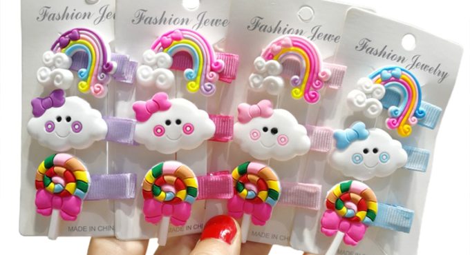 Toddler Baby Girls Hairpins, Lovely Cartoon Lollipop Rainbow Cloud Shape Hair Clips Birthday Holiday Gift