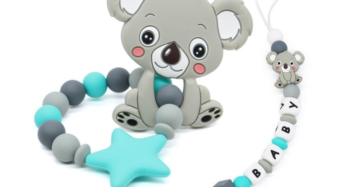 Koala Shape Pacifier Clips Pacifier Holder With Animal Teether Pendants For Baby Infant Chew Leash Nipple Holder Teether