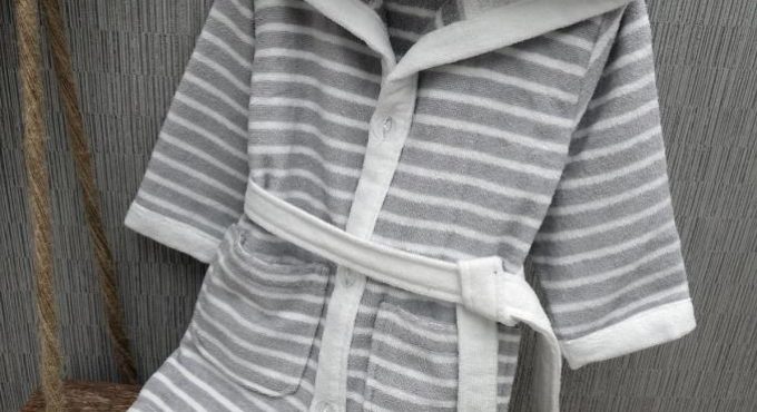 2 years old Striped Button Baby Robe