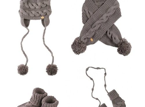 Handmade Gray Color Twist Scarf Set baby hat suit autumn winter knitted kids girl boy hat neck children soft beanie