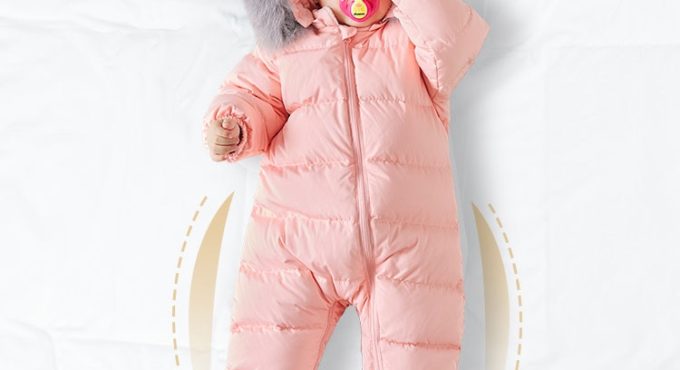 Newborn baby down Jumpsuit boys and girls thick ski coat - 30 degrees natural real fur collar