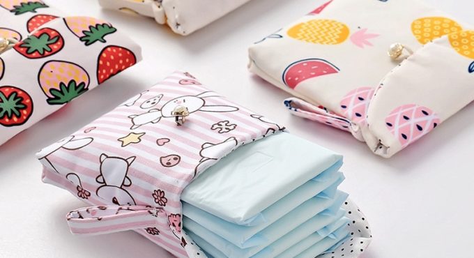 soft comfortable Large-capacity Sanitary Napkin Storage Bag Cute Portable Menstrual Small Purse Pouch