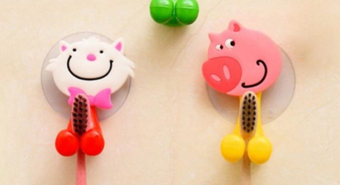 Children Toothbrush Holder Cute Cartoon Animal Sucker Baby Toothbrush Holder Sturdy Sucker Baby Toothbrush Holder