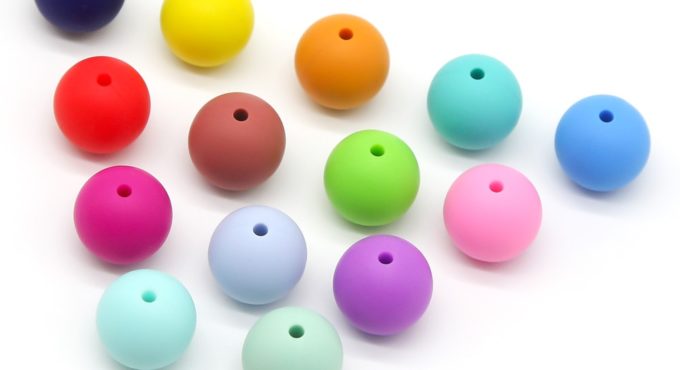 Cute-idea 19mm 1000pcs BPA Free Eco-friendly Baby Silicone Round Beads Sensory Pearl Teething Necklace colorful chew jewelry