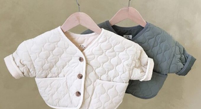 2020 New Children Boys and Girls Autumn Padded Jacket Bread Grid Small Cotton Coat