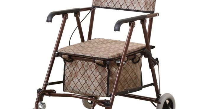 Elderly Lightweight Shopping Cart With Brakes, Foldable Four-Wheel Seniors Roller Walker