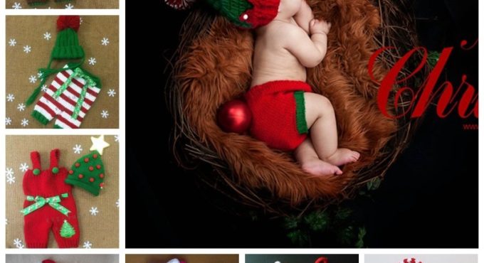 Newborn Photography Props Christmas Crochet Baby Clothes Santa Claus Baby Boy Girls Costume Newborn Fotografia Clothes